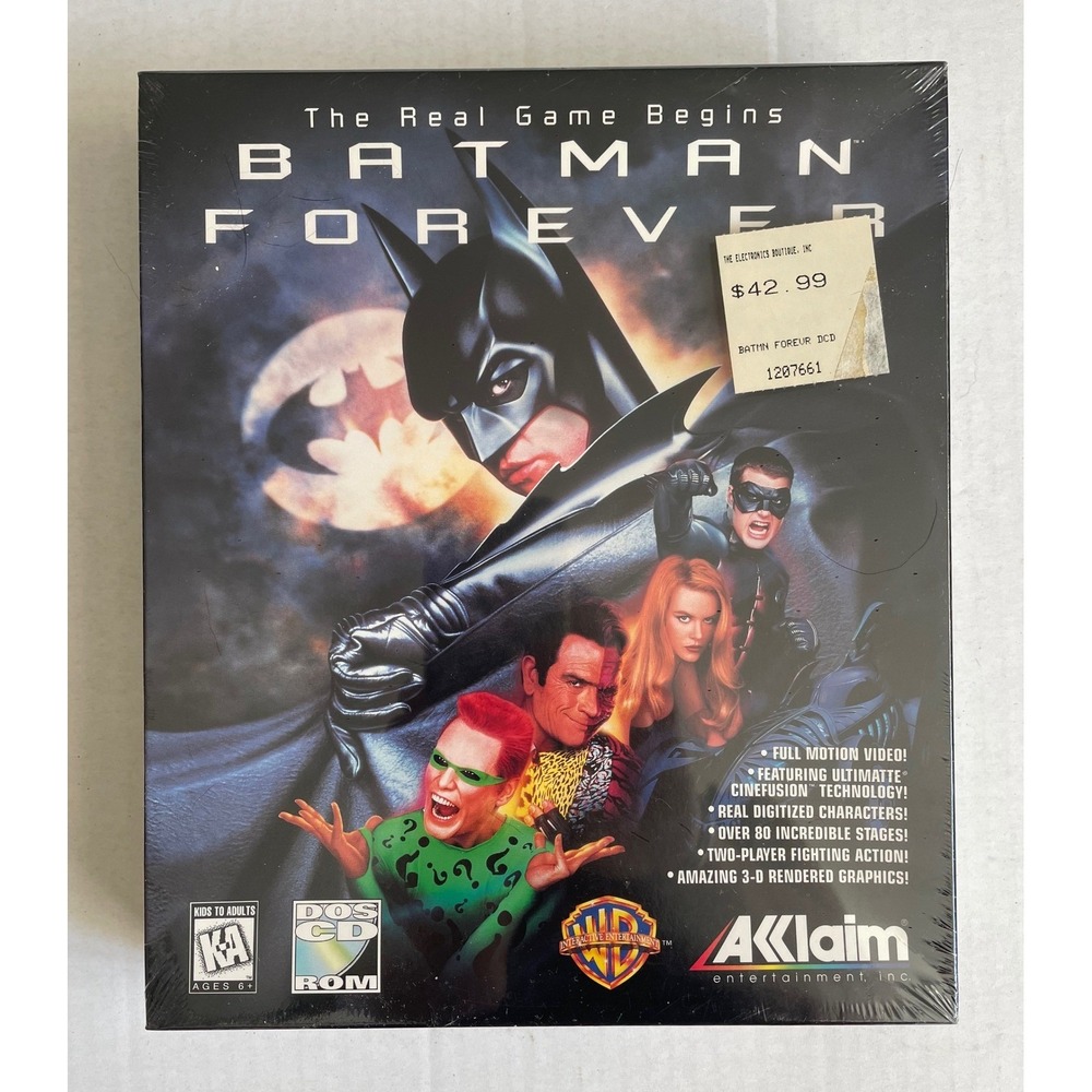 Batman Forever:The Real Game Begins, 1995 New and Sealed DOS CD ROM Akklaim